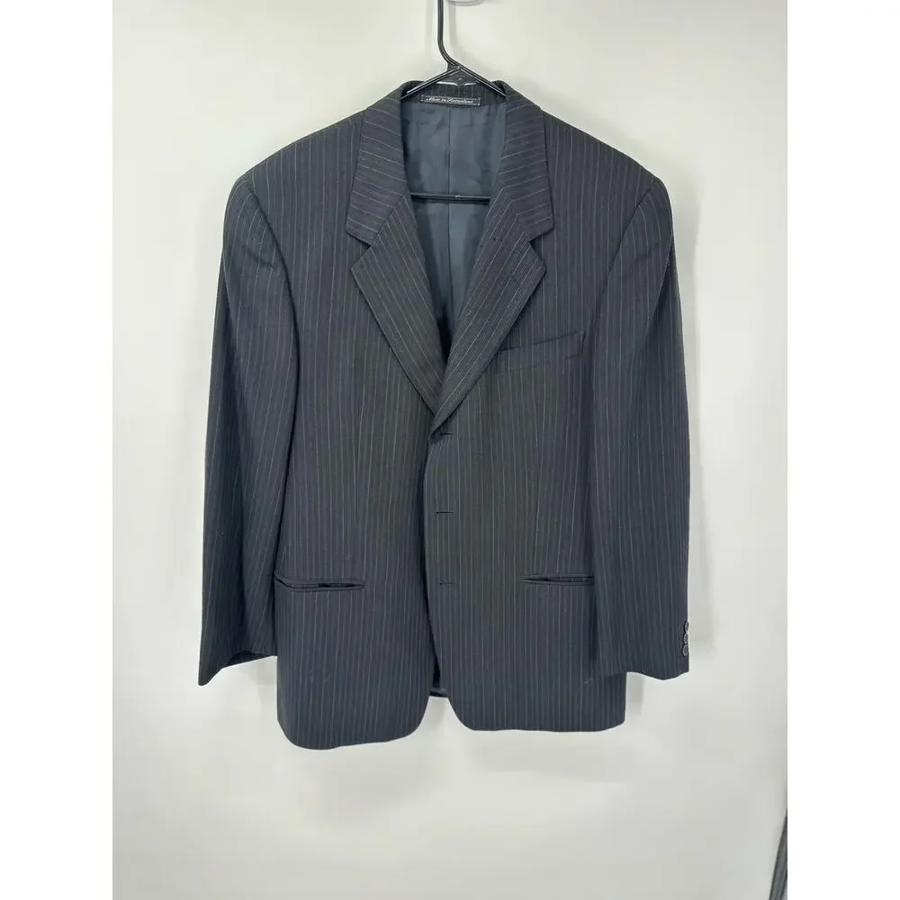 Ermenegildo Zegna‎ Soft Mens 42R Black Pinstripe Wool Blazer Sport Coat 3-Button